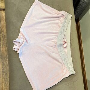 Juicy Blush Velour Lounge Shorts Rhinestones “Juicy” Back